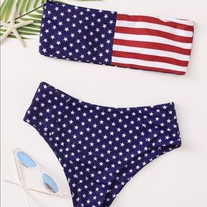 SHEIN bikini red white and blue size M